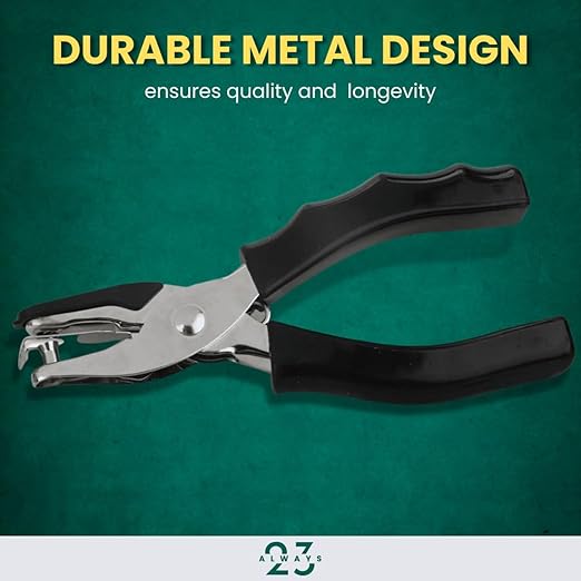 Always23 Single Puncher, 1-Hole Paper Punch 8 Sheet Capacity, Metal with Black Rubber Grip Handled, 1/4" Holes, Hole Punch for Paper, Single Hole Punch Metal, 4 Pack