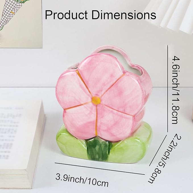 Pink Makeup Brush Holder Pen Holder for Office Desk Accessories Aesthetic Pencil Holder Cute Flower Home Decor Birthday Gifts for Women Vanity Toothbrush Holder Kawaii Kitchen Utensil Holder