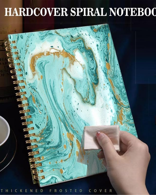 Spiral Journal Notebook,A5 Hardcover Lined Journals for Women Girl 6 x 8.3 in,120 Pages Thick Paper,Cute College Ruled Writing Notebook for Gifts Office Work School(Trendy Green Marble)
