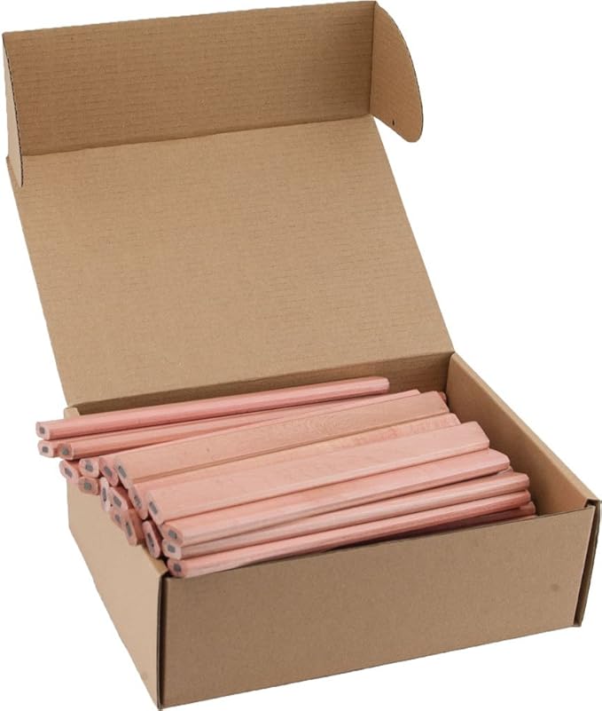 GRAPHITE Hard Lead Carpenter Pencils Bulk - (72) Pieces Lumber Wooden Pencil #2 (HB) - Natural Lacquered
