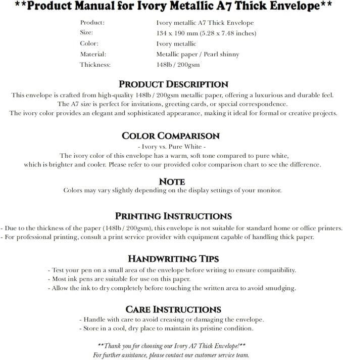 PONATIA 50 PCS/Pack 80lb Thick A7 Envelopes, 5.27 x 7.48'' Sparkle Ivory Heavy Duty Envelopes, Perfect for 5x7 Envelope Wedding Invitation Cards, Christmas Gift Cards, Acrylic Invitations, Photos