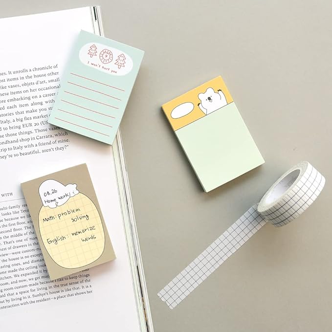Monolike Story Town Sticky-it - 6p Set Self-Adhesive Memo Pad 50 Sheets