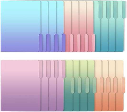 Ddaowanx Decorative File Folders Cute Colored File Folder,Letter Size File Folders for Documents,1/3-Cut Tabs,9 x 11.5 Inches,for Office,School,Home (24, Gradient)