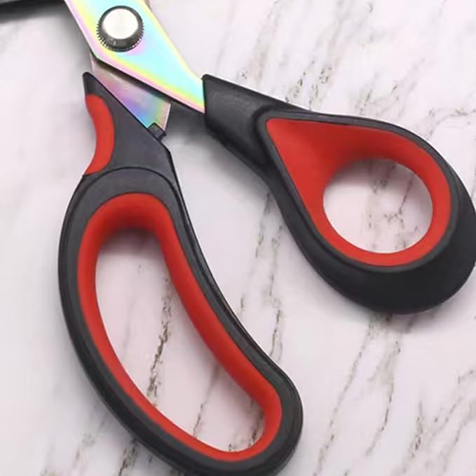 Scissors Multi-Purpose, 9.5" Sharp Sewing Scissors, Professional Heavy Duty Titanium Coating Forged Stainless Steel Shears for Fabric Leather,Dressmaking,Tailoring,Quilting,Home,Office,Art & School