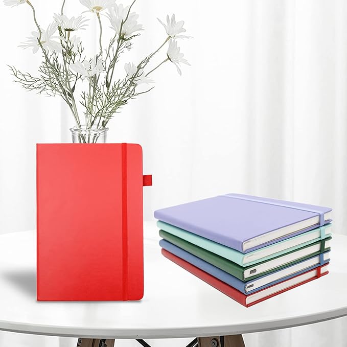 Deziliao Lined Journal Notebooks with Pen Loop, Hardcover Notebook Journal for Work, 100Gsm Premium Thick Paper with Inner Pocket, Medium 5.7''''x8.4'''', ?bright Red, Ruled, 1 Pack