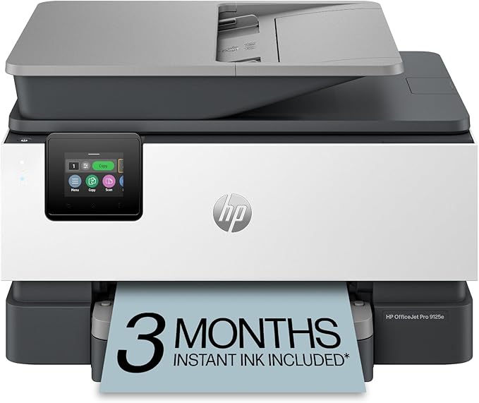 HP OfficeJet Pro 9125e Wireless All-in-One Color Inkjet Printer, Print, scan, copy, fax, ADF, Duplex printing best-for-office, 3 month Instant Ink trial included, AI-enabled (403X0A)