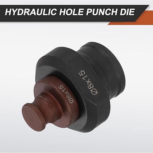 HARFINGTON Hydraulic Hole Punch Die 8x15mm Slotted Hole 40Cr Steel Electric Punching Kit for MHP-20 JP-20 Electric Punching Machine, Burgundy & Black