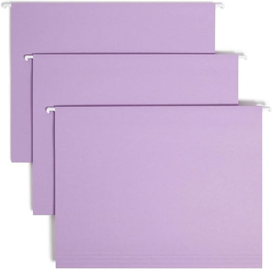 Smead Standard Hanging File Folders, 25 Count, Lavender, 1/5-Cut Adjustable Tabs, Letter Size (64064)