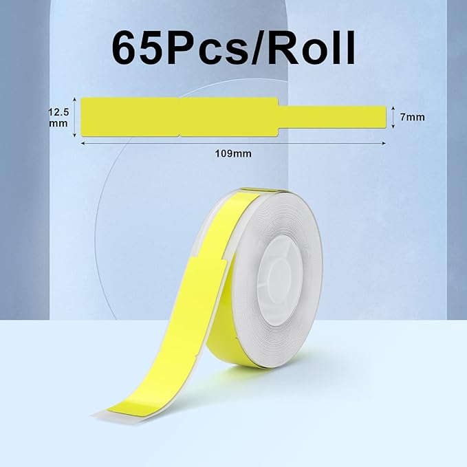 NIIMBOT D11 Label Tape D110 Label Maker Papers 3Rolls Cable Labels, Self-Adhesive Labeling Tape 0.47" X 4.29" (12 X 109mm) Cable Label Refills for Home Office Circuit Box, 195 Labels/3Rolls, Yellow