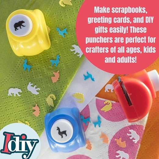 Scrapbook Paper Punchers - 12 Unique Animal Hole Punchers - Scrapbooking Supplies kit and Accessories, DIY Craft Card Making, Office Supplies, Gifts