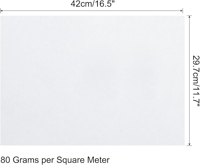 MECCANIXITY 50 Sheets Colored Copy Paper 16.5 x 11.7 Inch Printer Paper 80gsm White for Office Printing, Document Copying, Invitations, Forms, Art Projects