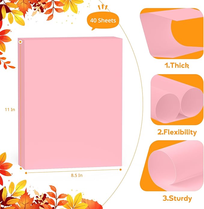 Pink Cardstock 8.5 x 11, Colored Cardstock Paper, Printer Paper, 40 Sheets Pink Card Stock for Birthday, Invitations, Art, Drawing, Menus, DIY Cards, Tags, Crafts Certificates, Party, Decoration