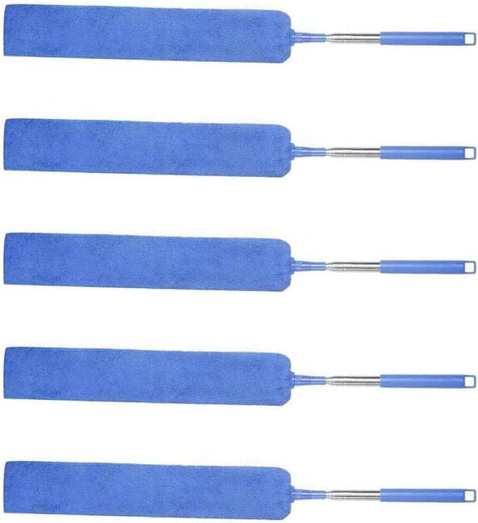 TopHomer 5 Pieces Retractable Gap Dust Cleaner Brush with Washable and Removable Duster Cloth for Cleaning Under Appliances Furniture Couch Fridge (Navy Blue)
