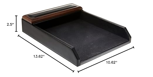 Dacasso Leather Desktop Letter Tray - Luxury Letter Holder & Paper Organizer for Desk - Office Organization & Executive Desk Decor - (Black)