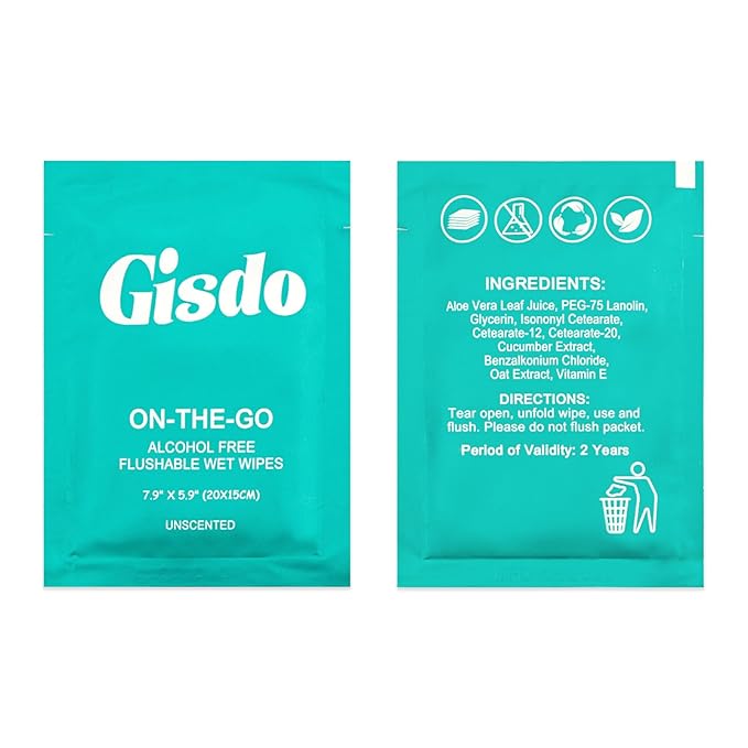 500 Pcs Flushable Wet Wipes - Individually Wrapped Travel Unscented Toilet Tissue - Aloe Vera
