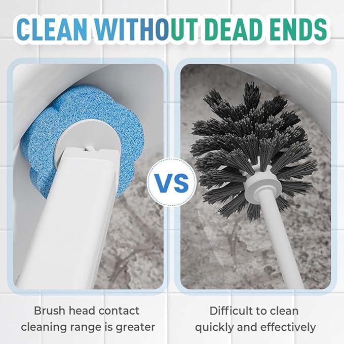 Disposable Toilet Brush, Disposable Toilet Cleaning Tool Set with Holder & Refills, Toilet Brush Holder with Extended Handle and 18 Pcs Brush Refills for Bathroom (Sea Salt Flavor - Brush Head Only)