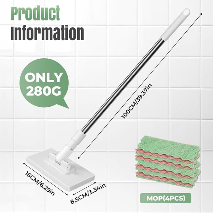 Jurfest Small Mop, Long Handle Stick Lazy Mops with One-Click Cloth Change, Locking Head with Sweeping Cloths for Wet & Dry Cleaning (1*mop+10*Cloth)