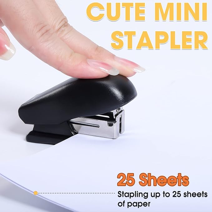 9PCS Mini Stapler with 4320 Standard Staples - Portable Small Stapler, 25 Sheet Capacity, Cute Compact Travel Size for Student Office School Home, 3 Colors
