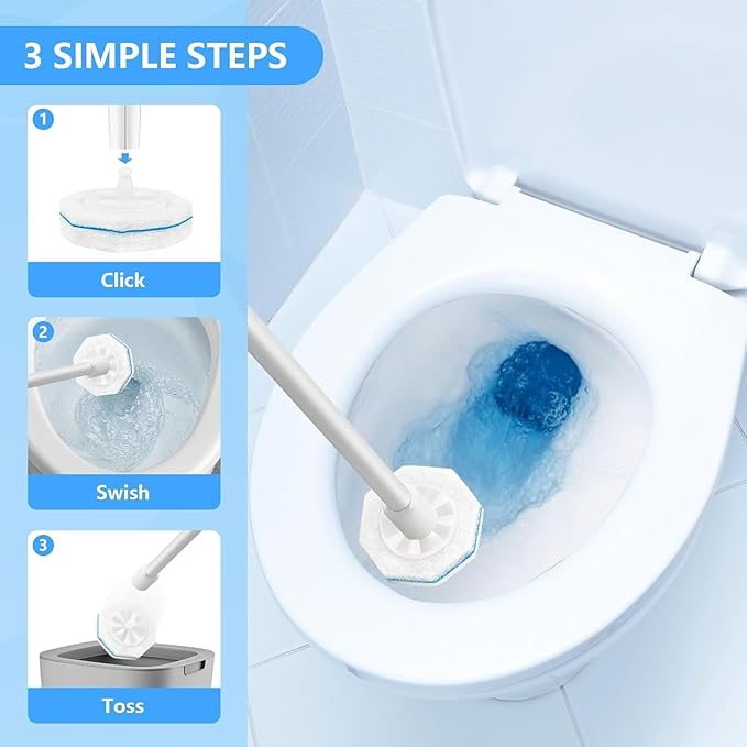 Ganliving 50 Count Toilet Brush Refills,Toilet Refill Pads,Disposable Toilet Brush Heads Compatible with Most Toilet Wand Refills for Home and Bathroom Cleaning