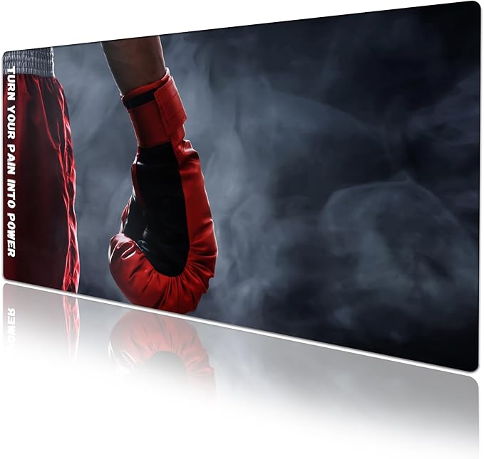 Boxing Gloves Desk Pad, Stitched Edges Mouse Pad, Large Office Desk Mat, Non-Slip Gaming Mouse Mat, Smooth Laptop Desk Pad, Desk Writing Pad for Office and Home (31.5" x 15.7 ")