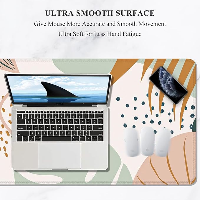 Auhoahsil Large Mouse Pad, XXL Gaming Mousepad, Desk Mat for Desktop, Thick Rubber, Big & Long Size, Stitched Edges, Full Desk Pad for Laptop & Computer, Extended 35.4 x 15.7 in, Boho Style