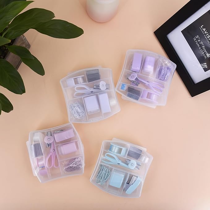 Mini School Supply Kits Mini Office Supply Kits, Includes Mini Stapler,Scissors, Staple Remover, Staples, Tape Dispenser (Blue)