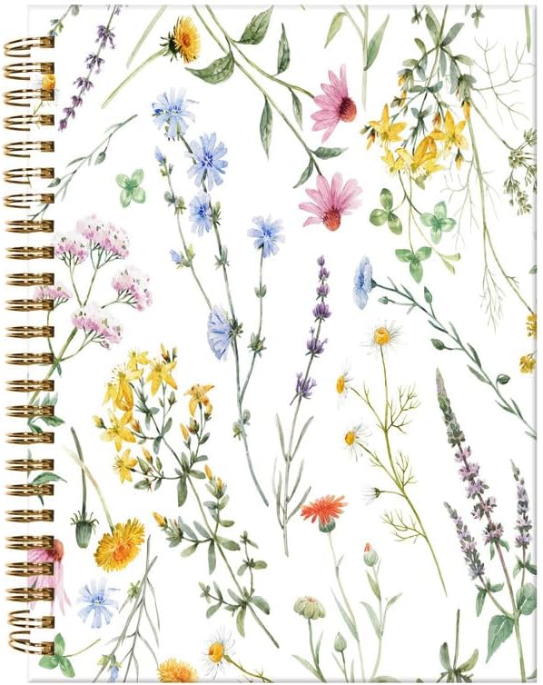 Spiral Journal Notebook,A5 Hardcover Lined Journals for Women Girl 6 x 8.3 in,120 Pages Thick Paper,Cute College Ruled Writing Notebook for Gifts Office Work School(Watercolor Wild Flowers)