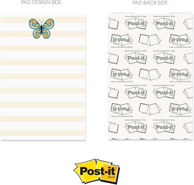 Folk Butterfly Sticky Note Pad Assortment/Set of 5 Pastel Note Pads / 4" x 6" Whimsical Sticky Note Pads / 50 Sheets Per Pad/Made in USA