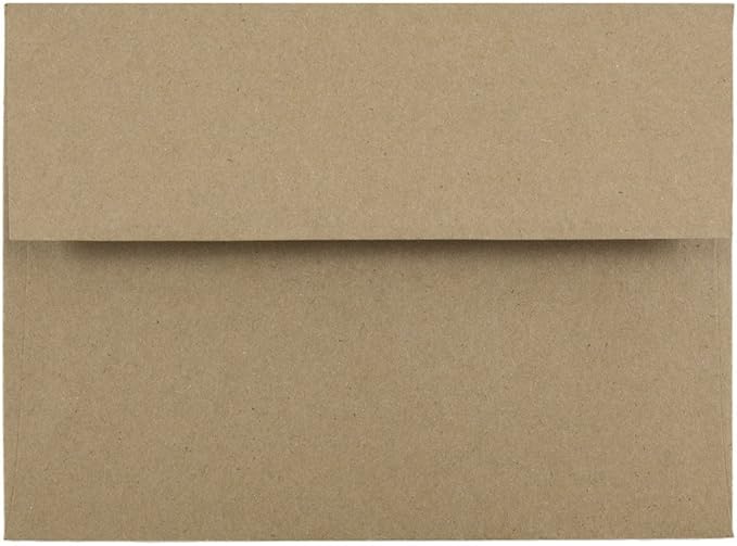 JAM PAPER A6 Premium Invitation Envelopes - 4 3/4 x 6 1/2 - Brown Kraft Paper Bag - Bulk 250/Box