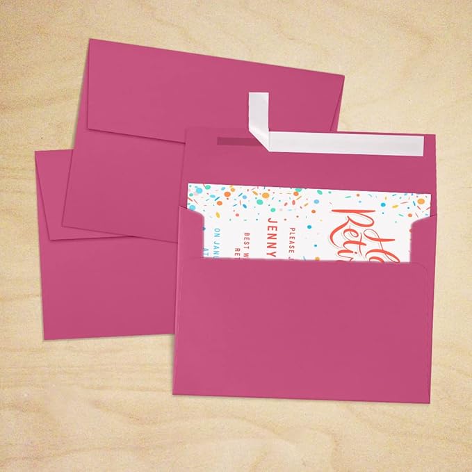 LUXPAPER A7 Invitation Envelopes for 5 x 7 Cards in 80 lb. Magenta, Printable Envelopes for Invitations, w/Peel and Press Seal, 250 Pack, Envelope Size 5 1/4 x 7 1/4 (Magenta)