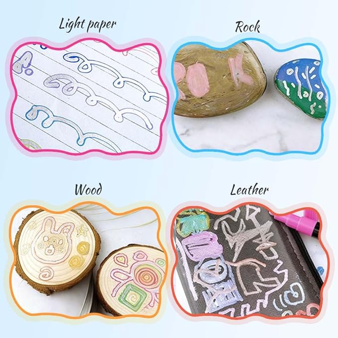 Marker Pen for Highlight, 2025 New Metallic Border Self Outline Pens, Children Art Creation Double Line Outline Markers, Festival Party Supplies Convenient for Posters, Painting Creations (12 color)