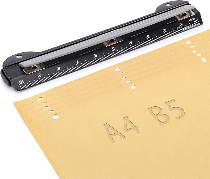 WorkLion 3 Ring Hole Punch for Binder, Portable Puncher, Office Assistant, Black