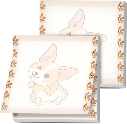 Sticky Notes, 2 Pads, 3x3 inches, Cute Colorful Fun Self-Stick Note Pads, Easy Post, Strong Adhesive Notepad Orange Corgi