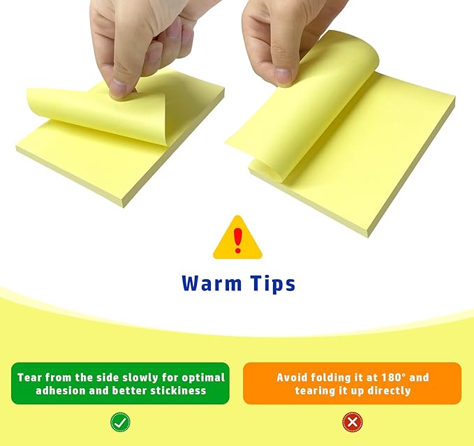 4 x 6in Yellow Sticky Notes Large,400pcs Recyclable Sticky Notes,8 Pack Notes Pads Memo Pads,Strong Self-Adhesive Notes, Bulk Large Pads Easy to Post Notes for Home School Office Desk Accessories