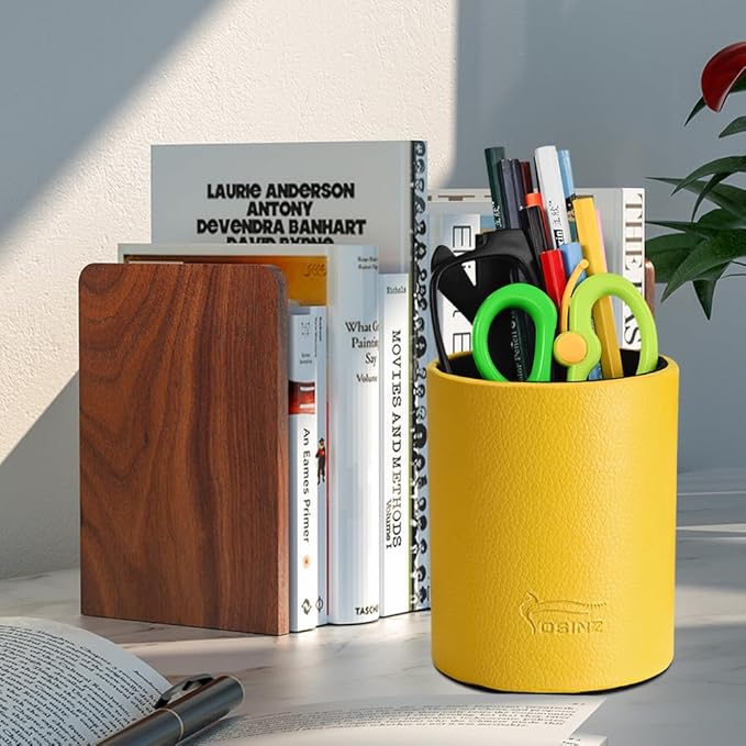 Pen Pencil Holder Cup Container PU Leather Desk Organizer Stand Decor Brush Scissor Holder Decoration Office Desk Home School