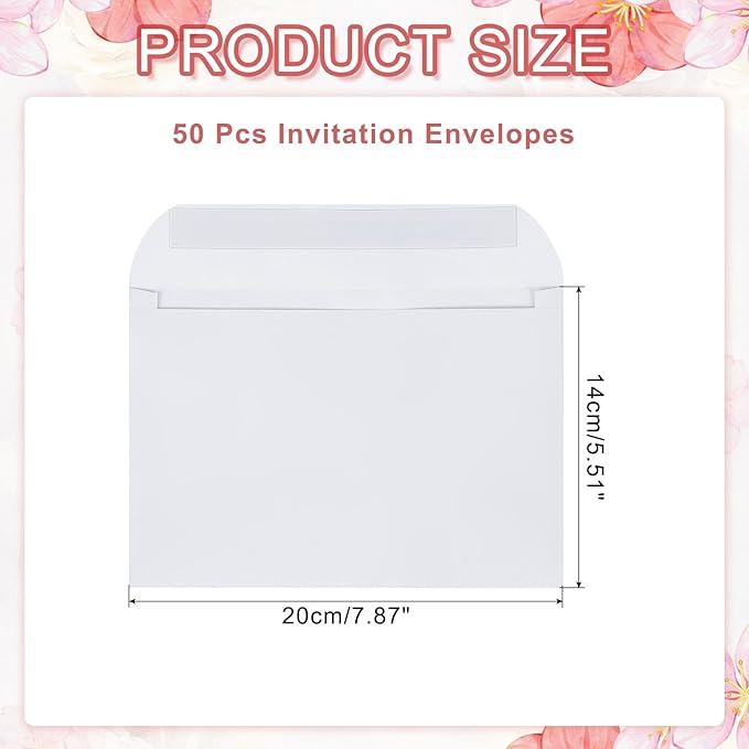 PATIKIL 7.5x5.5 Inch Invitation Envelopes, 50 Pcs Self-Seal for Invitations A7 Self Seal for Weddings Thank You Card Photos Postcards Birthday Greeting Cards Mailing, White