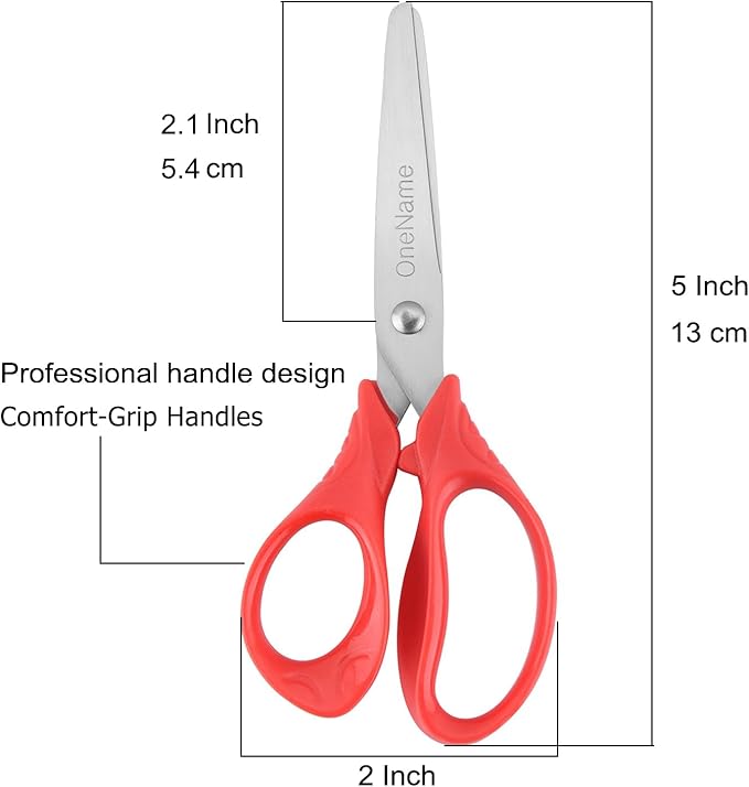 5" Kids Scissors,12 Pack Safety Children Scissors,Stainless Steel Blades Comfort-Grip Handles Small Craft Scissor for Kids,Great for DIY,Arts,Home,School Classroom Student Use Assorted Colors