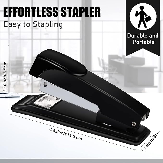 Yahenda 24 Pieces Staplers Bulk with Staples 20 Sheet Capacity Black Compact Desktop Heavy Duty Stapler for Desk Office School