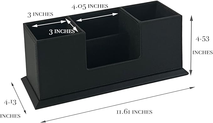 UnionBasic Desk Organizer, Desktop Caddy Leather Multi-compartment Pen Holder Office Stationer Organizer, Black