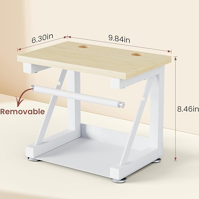 Label Holder for Rolls and Fan-fold Labels, Heavy Duty Metal Thermal Label Holder for Desktop Printer Holder, Thermal Printer Accessory for Office, Home, Small Business (White)