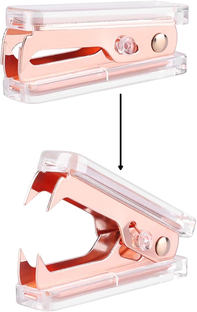 ALSISK Desk Accessory Kit,Acrylic Stapler Set, Tape Dispenser, Staple Remover with 1000pcs 26/6 Staples -Rose Gold