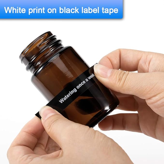 LabelKINGDOM Replace for Dymo D1 45021 White on Black Standard Label Tape Refills, 1/2 Inch W x 23 Feet L, S0720610 for LabelManager 210D 280 160 450D Label Maker (4 Pack)