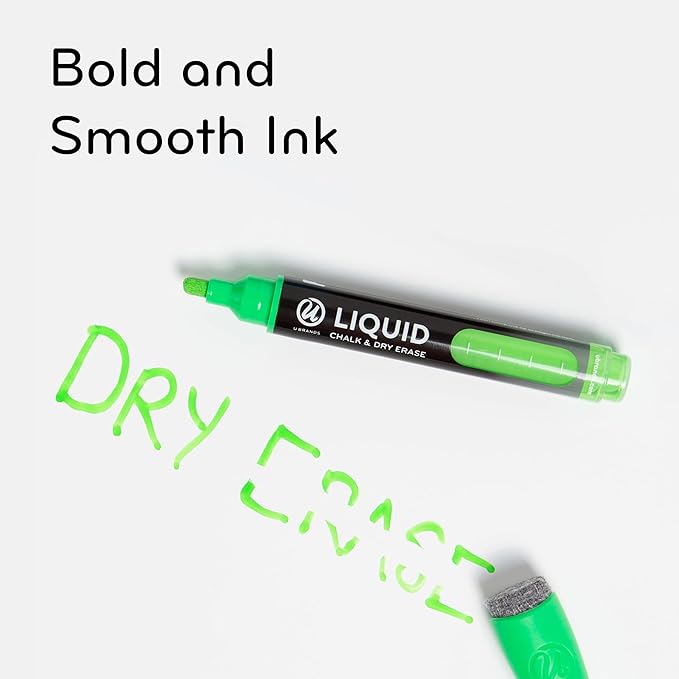 U Brands Liquid Chalk Markers For Blackboard, Chalk Board, and Dry Erase Boards, with Eraser, Assorted Bright Colors, Set of 4