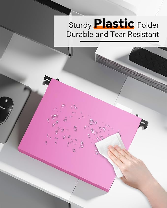 Ansook Plastic Hanging File Folders Letter Size,Upgrade 2" Extra Capacity Expanding Hanging Folders with Tabs,12 Pack Reinforce File Cabinet Folders,Heavy Duty Color Hanging Organizer for Bulky Files