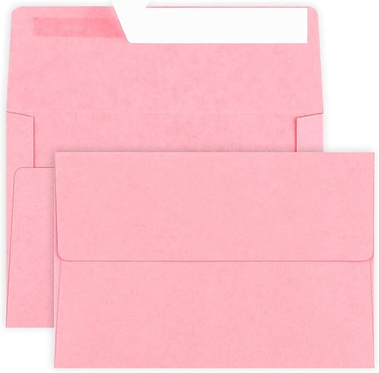 50 Pack 4x6 Envelopes, A4 Pink Envelopes Self Seal for Invitation, Baby Shower, Birthday Party, Wedding, Postcards, Mailing, Greeting Cards
