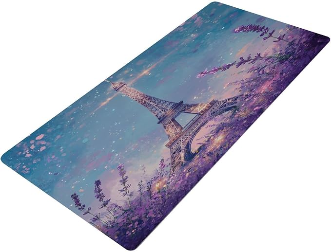 Mouse Pad Desk Mat Leather Desk Pad Large Gaming Desk Cover Protector Mat for Keyboard Computer Laptop Office Waterproof 47.2 x 23.6 Inch Lavender Eiffel Tower Purple