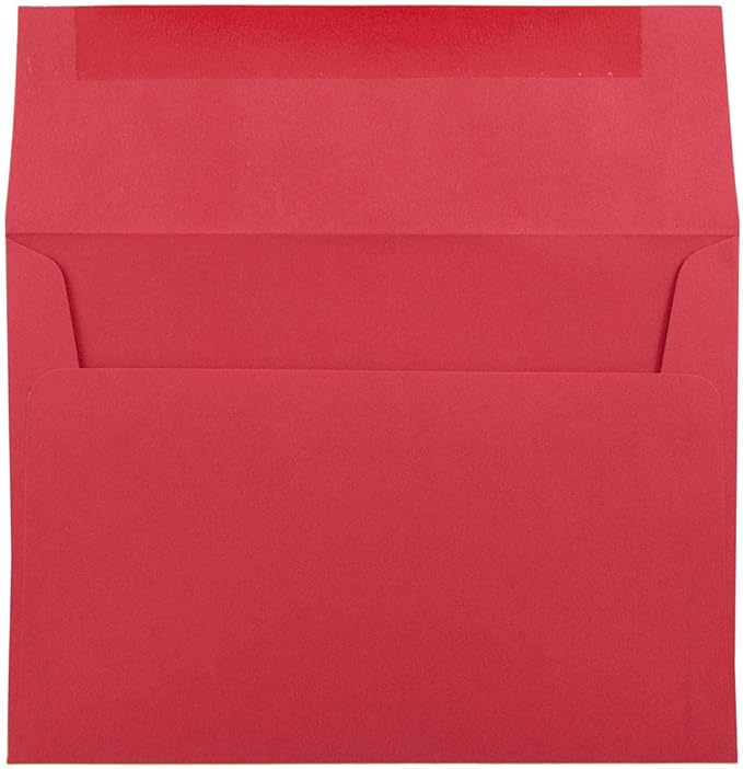 JAM PAPER A7 Colored Invitation Envelopes - 5 1/4 x 7 1/4 - Red Recycled - 100/Pack