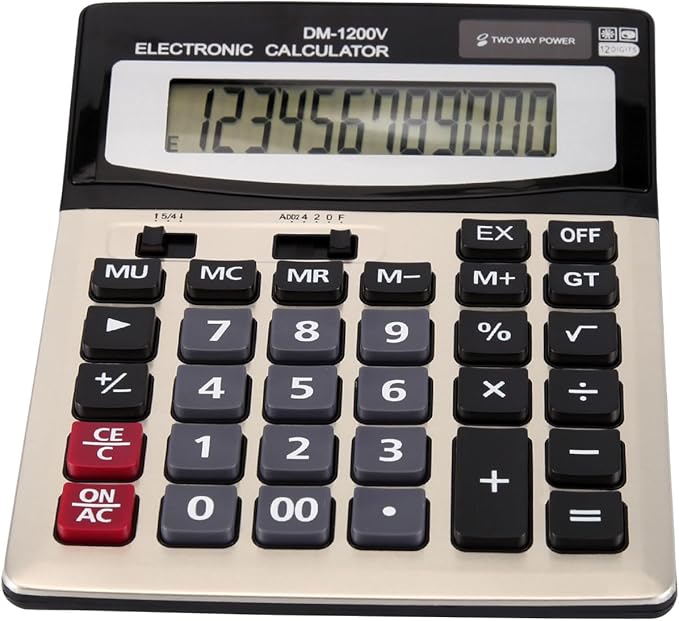Large Desktop Calculator with 12-Digit Widescreen Display and Large Plastic Buttons for Easy Operation and Viewing