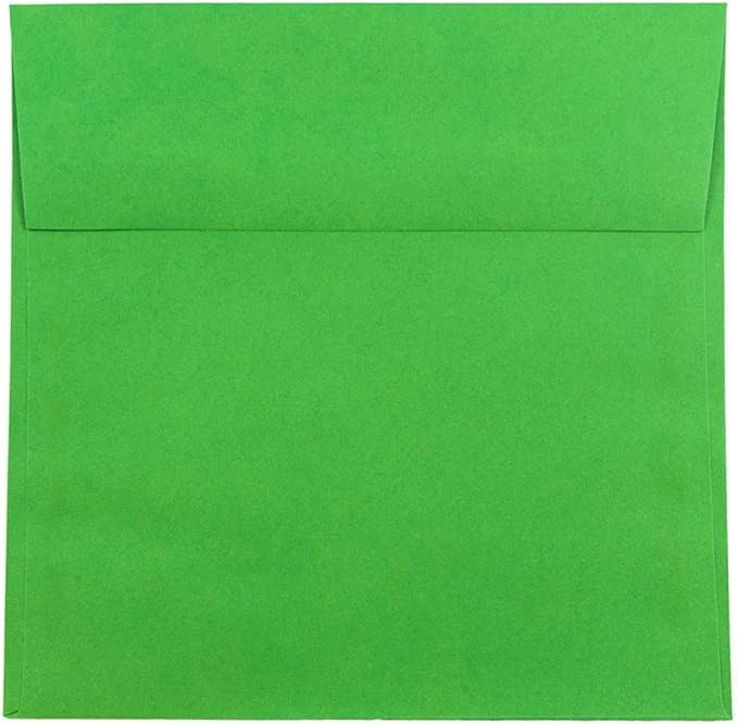 JAM PAPER 8.5 x 8.5 Square Colored Invitation Envelopes - Green Recycled - 50/Pack
