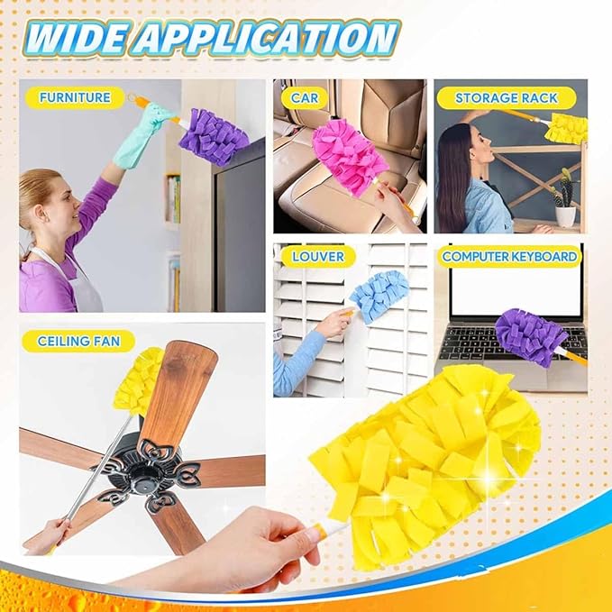 360°Electrostatic Duster Refills — The Sustainable Choice for a Dust-Free Home, Reusable & Washable Microfiber Duster Heads with Strong Electrostatic Adsorption,for Home (1 Handle + 10 Refills)